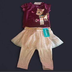 Garanimals Purple Top with Cream Tutu Leggings Set